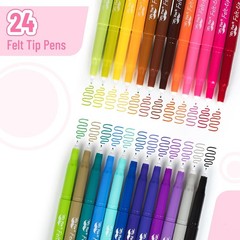 Vibrant 24-Pack Felt Tip Pens – Smooth Lines, Fast Drying for Art and Journals