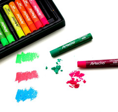 Artecho Neon Oil Pastels Set of 12 Colors, Soft Oil Pastels for Art Painting, Dr