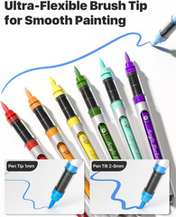 48 Colors Acrylic Paint Markers with Canvas Bag, Water-Based No-Bleed Paint Pens