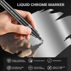 3PK Liquid Chrome Markers Set, Permanent Mirror Pens for Plastic, Metal, Art