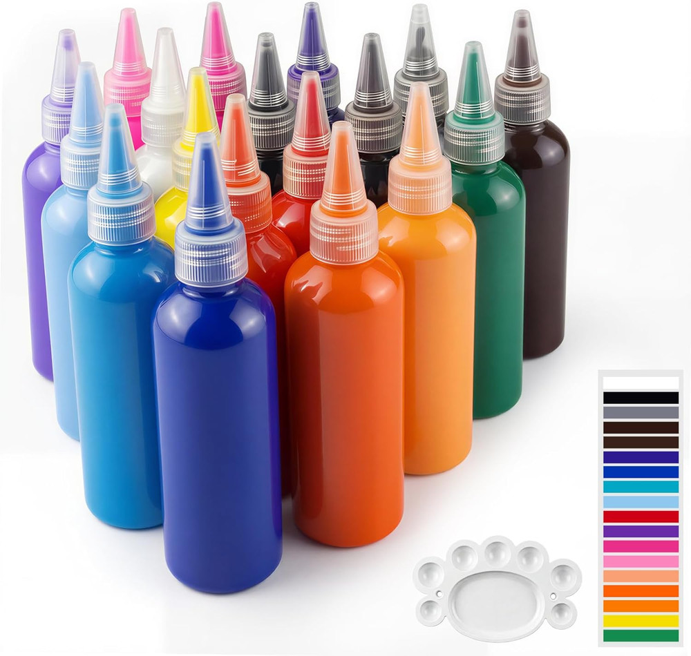 Acrylic Paint Set, 18 Colors Acrylic Paint Set, (4 Oz/120Ml) Bottles, Rich Pigme
