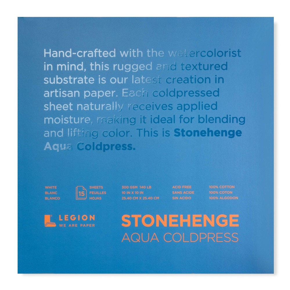 Stonehenge Aqua Watercolor Block 140Lb. Coldpress 10 X 10 White 15 Sheets