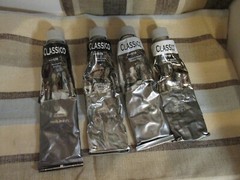 Maimeri Italy Classico Oil Paint Lot 4 Tubes Black/White-Artist Painting Partial