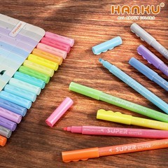 Glitter Highlighter Markers 16-Count, Chisel Tip Assorted Colors for Art & Journ