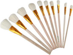 10Pcs Gilding Brush Set Goat Hair Paint Brush Sweep Mop Metallic Foil Flakes Pai