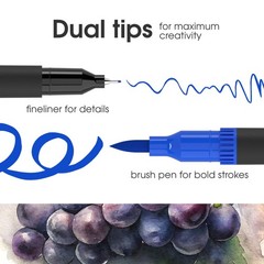 48 PCS Watercolor Markers Dual Tip Brush Fineliner Calligraphy Sketching Art