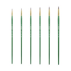 XDT#300-1 Pin Point Art Brush 6Pc #5/0#3/0#0#1#2#3 Nylon Acrylic Oil Watercolor