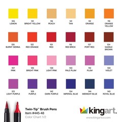 KINGART PRO Dual Twin-Tip Brush Pens, 1 Count (Pack of 48), 48 Unique Colors