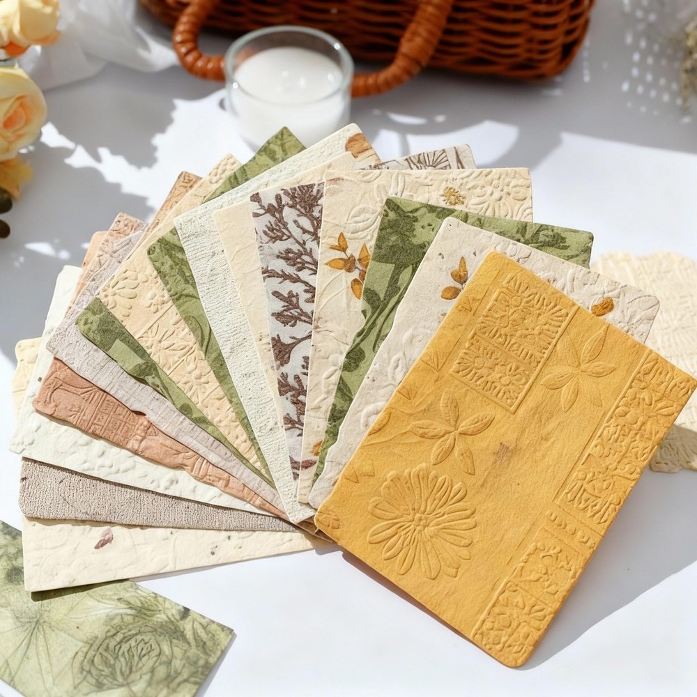 168 Sheets Embossed Scrapbook Paper 2 Sizes Floral Textured Decoupage Pad for DI