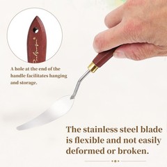 Palette Knife Painting, 7.8″ Stainless Steel Spatula, Mahogany Finish(Oblong)