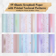 90 Sheets Textured Scrapbook Paper with Decor Mesh 5.1 x 7 inches, Multicolor