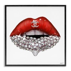 Stupell Industries Chic Red Lip Portrait Women’s Fashion Stone Details Wall A…