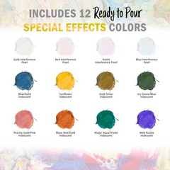 12 Color Special Effects 8-Ounce Pouring Paint Kit – Water Based Acrylic