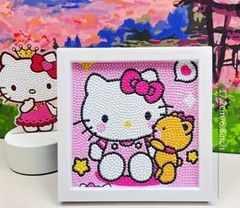 Hello Kitty Diamond Painting Craft Kit-Size 6.8” Diameter-DIY supplies & frame