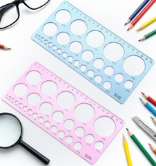 2Pcs Circle Stencil, Template 20x10cm/7.87×3.93 inches, Blue and pink