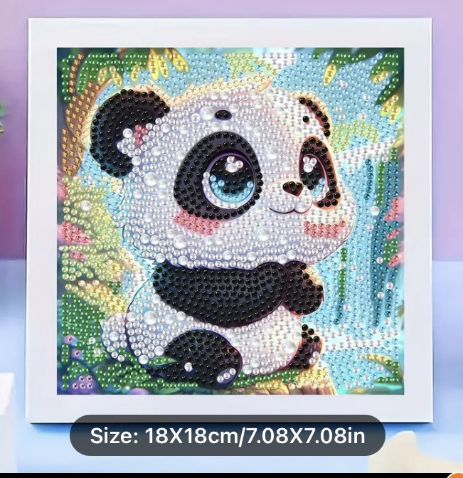 Panda Beginners Diamond Painting Craft Kit-Size 7.8X7.8”￼Diy supplies included.