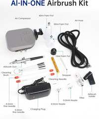 Airbrush Kit with Air Compressor,Dual-Action & Dual-Airflow 50 PSI High Pressure