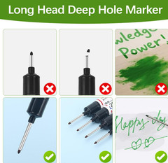 Long Head Deep Hole Marker Pens, 15PCS Long Nib Marker 20mm Quick Dry Waterproof