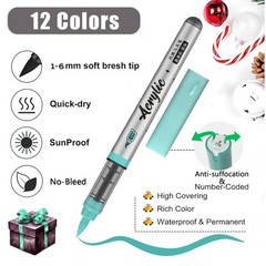 Sage Green Acrylic Paint Markers Pens 12 Color Creative Marker Set with Soft …
