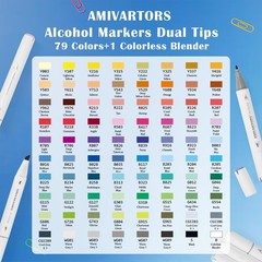 80 Colors Dual Tip Alcohol Markers Set – Chisel & Fine Tips, High Ink Capacity,