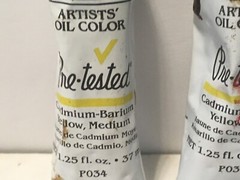 Grumbacher Pre-Tested Oil Paint Cadmium Yellow Pale & Medium 37 ml Vtg Lot of 2