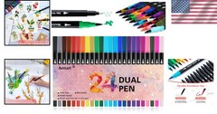Multifunctional 24-Color Brush and Fine Point Marker Set for Creative Projects