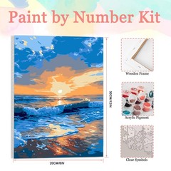 Sea Framed Paint by Number for Adults,DIY Landscape Painting by Number Kits on C