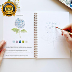 Flowers Watercolor Workbook by , 12 Beginner Friendly Sketched Illustrations, La