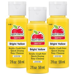 Bright Yellow Acrylic Paint Set, Lot of 3 (2 Ounces Each) Apple Barrel Matte NEW