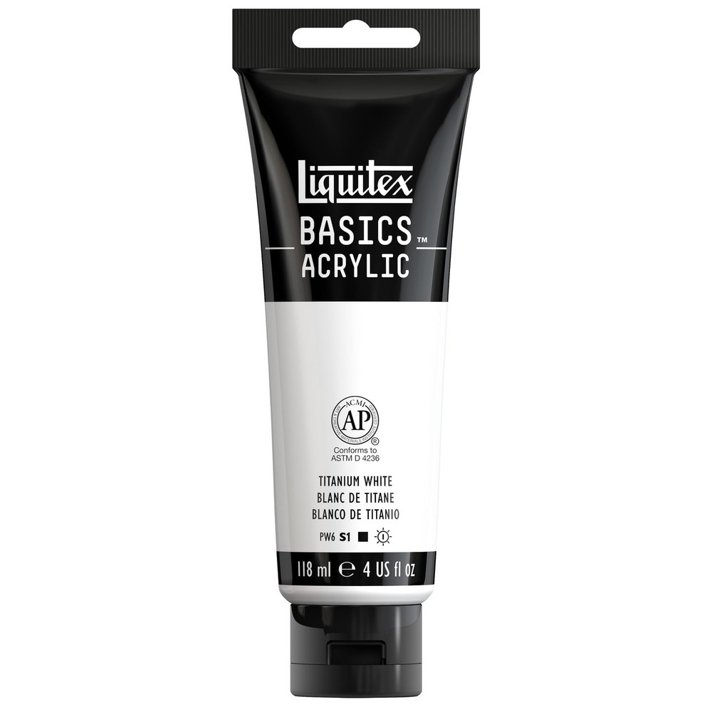 Liquitex BASICS Acrylic Paint, 118ml 4 Fl Oz (Pack of 1), Titanium White