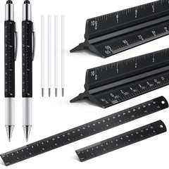 Weewooday 10 Pieces 12 Inch Architectural Scale Ruler Aluminum Black