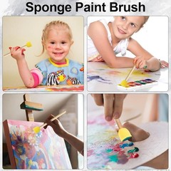 10pcs Round Sponge Paint Brushes, Wooden Handle DIY Art Craft Painting Tools