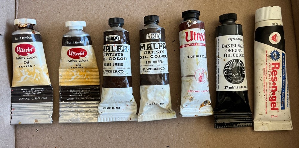 Utrecht & Assorted Brands 37 ml Oil Paint Lot Of 7 Assorted Colors (196ME)