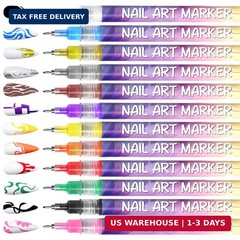 12 Colors Nail Art Pens Set, 3D Nail Polish Pens, Nail Art Markers for Gel Nails
