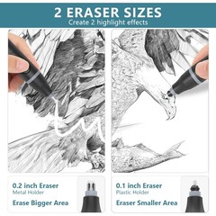 Electric Pencil Eraser with 220 Eraser Refills USB C Rechargeable, 2 Sizes, Art