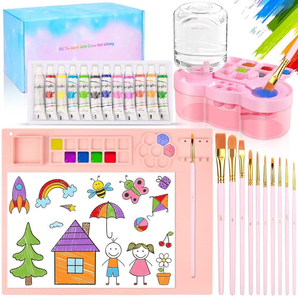 Art Painting Kits, Paint Station, Including Upgraded Paint Brush Cleaner, 20″…