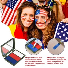 Green Blue White Red Face Painting Kit, White+Green+Blue+Red+4 Pcs Brushes