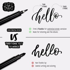 Craft ‘n’ Beyond Calligraphy Brush Pens 1 Count (Pack of 3), Black- Pack 3