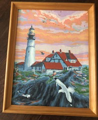Paint By Number Set Of 2 New England Lighthouses Wood Frame 13.5”X 17.5”