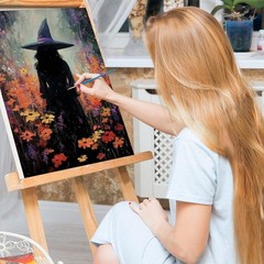 Framed Witch Halloween Painting By Numbers Kit Cross Stitch Wall Art Decor