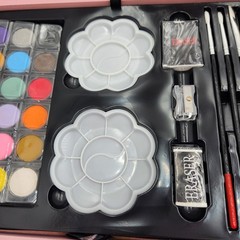 145pc Deluxe Mixed Media Art Set Pink Wooden Case READ DESCRIPTION DAMAGE Case