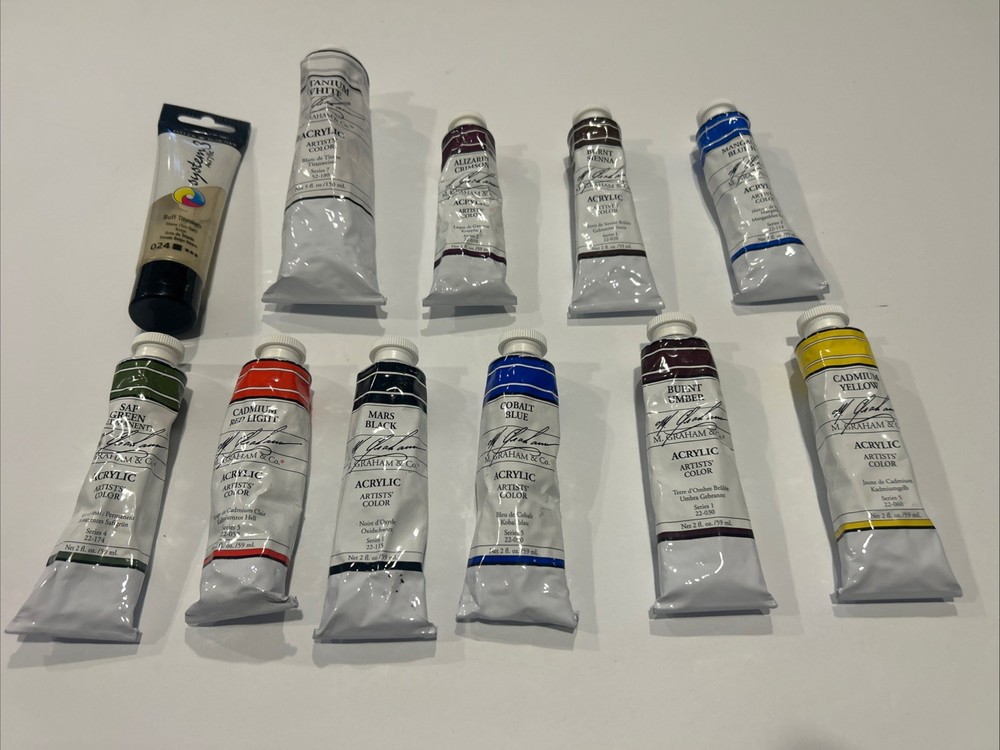 Used 10 Lot M. Graham & Co. Professional Artist Acrylic paint tubes