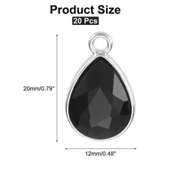 20PCS 12x20mm Alloy Glass Crystal Teardrop Charm Black