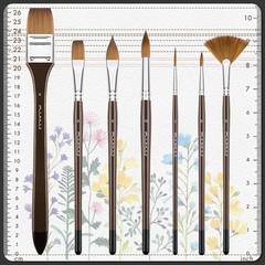 Sable Watercolor Brushes 7Pcs Kolinsky Sable Brush Set Variety Shapes