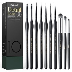 10-Piece Miniature Detail Paint Brush Set for Models, Acrylic, Oil & Watercolor
