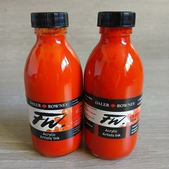 Lot Of 2 Daler Rowney FW Acrylic Ink Large 180ml Bottle – Red Scarlet E2
