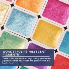 Paul Rubens Artist Grade 48 Colors Watercolor Set, Glitter Metallic Paints Set