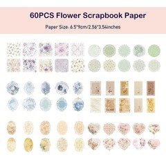 Maxleaf 60Pcs Lace Edged Flower Scrapbook Paper White with colored patterns