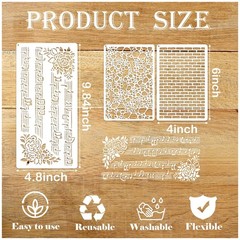 19pcs Stencils for Crafts Reusable Musical Notes Brick Branches Floral Textur…