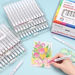 60 Colors Acrylic Paint Markers Pens Set, Soft Brush Tip Markers with Fast Dr…